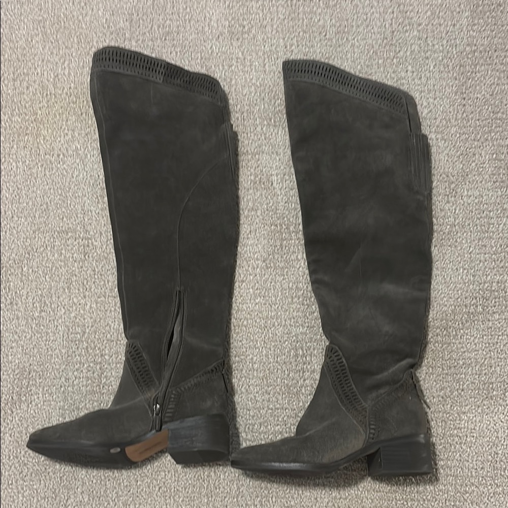 Vince Camuto Black Over the Knee Boots Sleek Leather Design